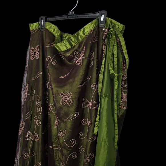 Vintage Green Wrap Maxi Skirt Size Medium - Picture 5 of 7